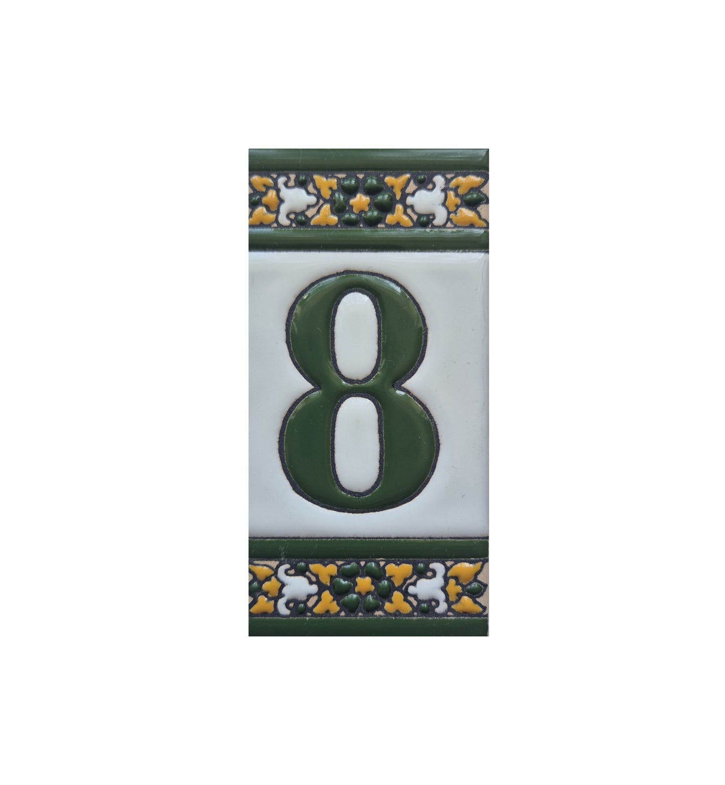 Floral Seville Hand-painted Ceramic Number Tiles 11 x 5.5 cm & Metal Frames