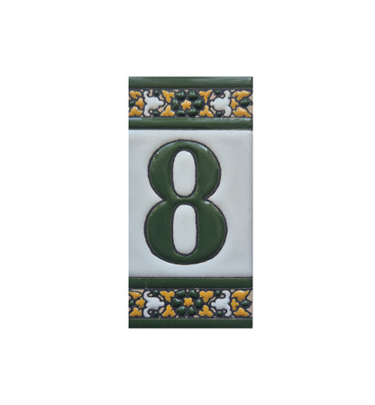 Floral Seville Hand-painted Ceramic Number Tiles 11 x 5.5 cm & Metal Frames