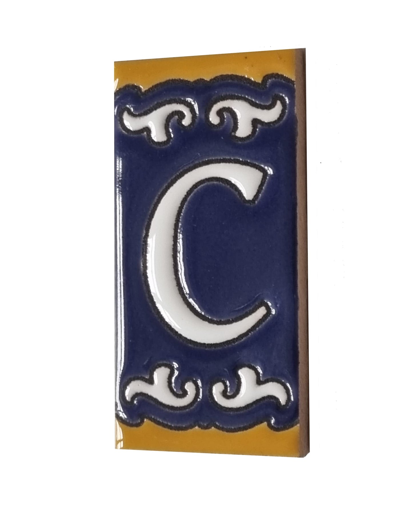 Hand-painted Mini Daniela Deep Blue Ceramic Numbers Tiles 7.5 x 3.7cm | M-01