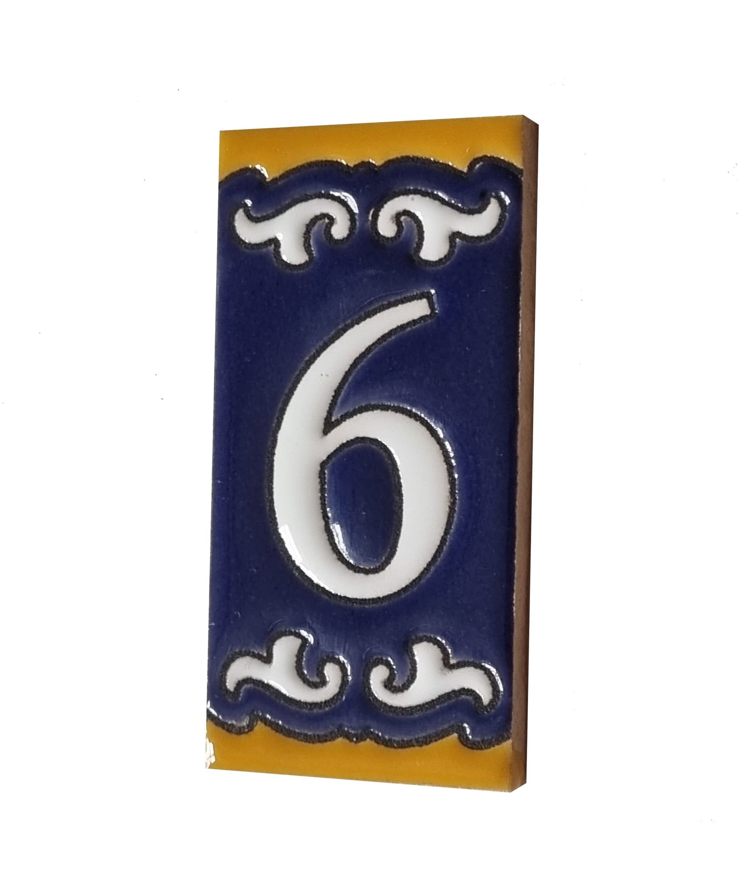 Hand-painted Mini Daniela Deep Blue Ceramic Numbers Tiles 7.5 x 3.7cm | M-01