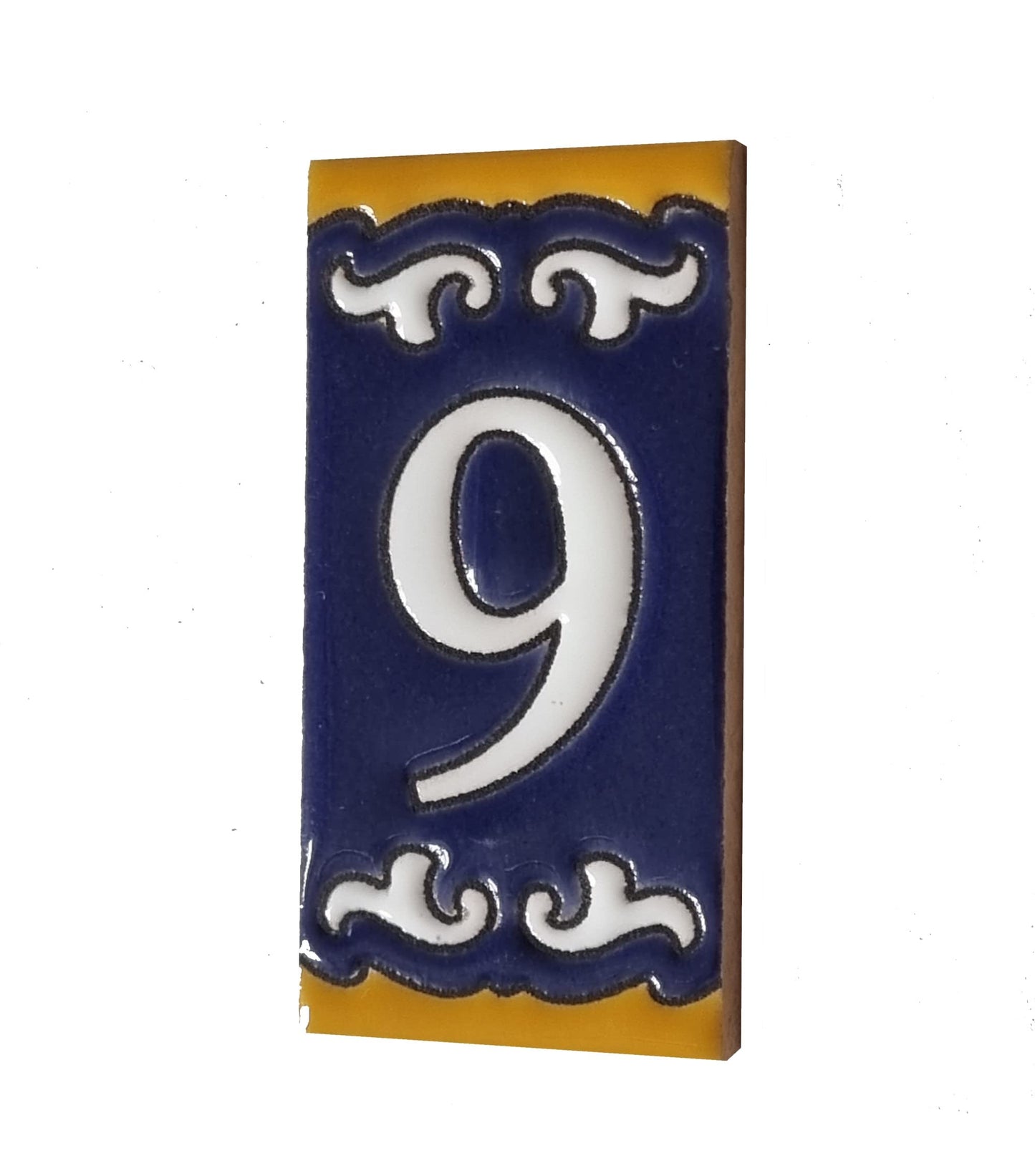Hand-painted Mini Daniela Deep Blue Ceramic Numbers Tiles 7.5 x 3.7cm | M-01