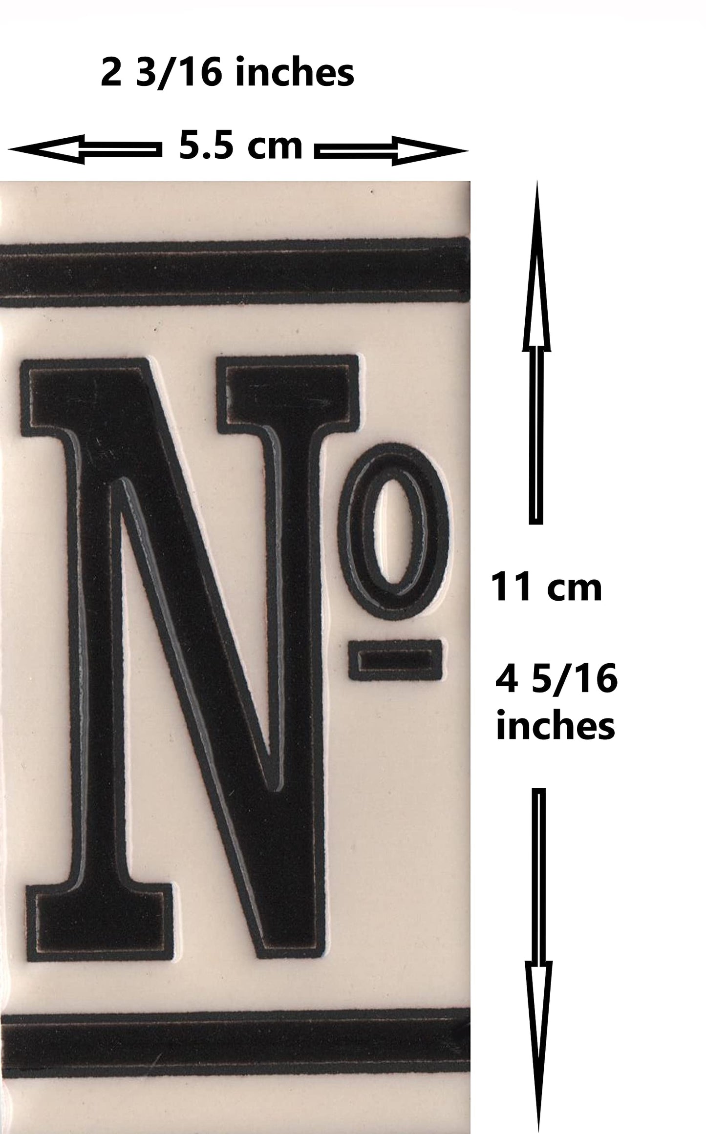 French White Classic Hand-Painted House Number Tiles 4.3' x 2.2' 11 x 5.5cm & Optional Metal Frames