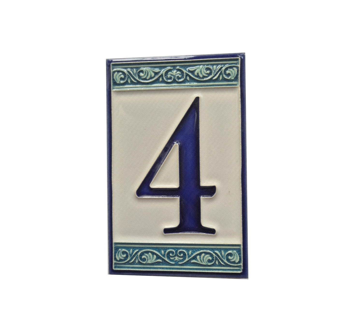 Hand-painted Italian Greek-styled house number tiles 11 x 7cm