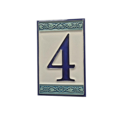Hand-painted Italian Greek-styled house number tiles 11 x 7cm