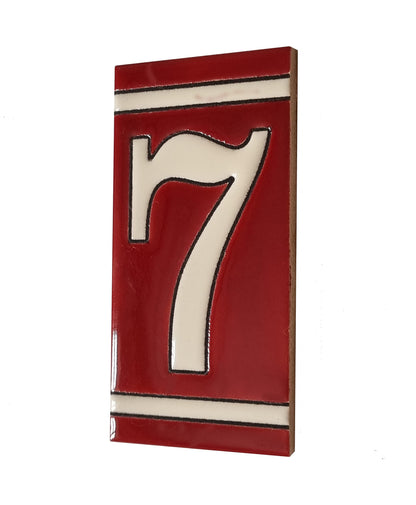 Hand-Painted French Designed Red Number Tiles 4.3' x 2.2' 11 x 5.5cm & Optional Metal Frames