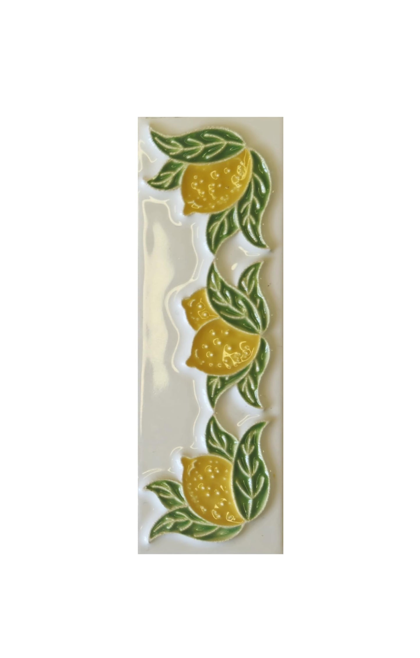 Italian hand-painted lemon ceramic house number tiles with black fonts 10 x 3.3 cm