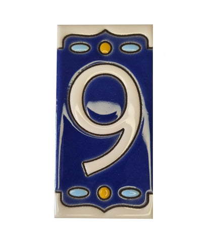 Hand-painted Nazari M-1 Ceramic House Number Tiies 11 x 5.5cm