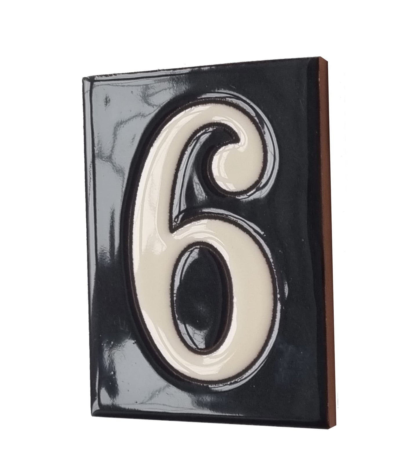 Hand-painted Costa Black Ceramic House Number Tiles 10 x 7.5cm