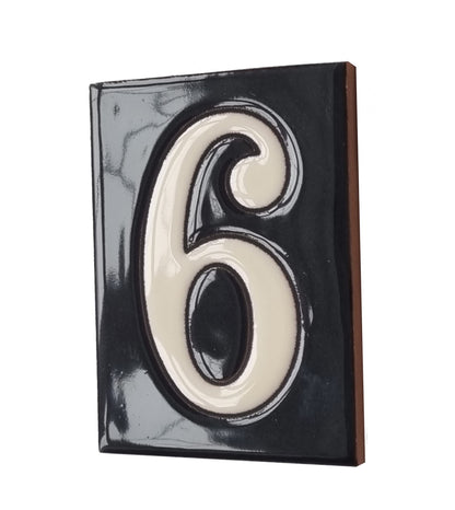 Hand-painted Costa Black Ceramic House Number Tiles 10 x 7.5cm