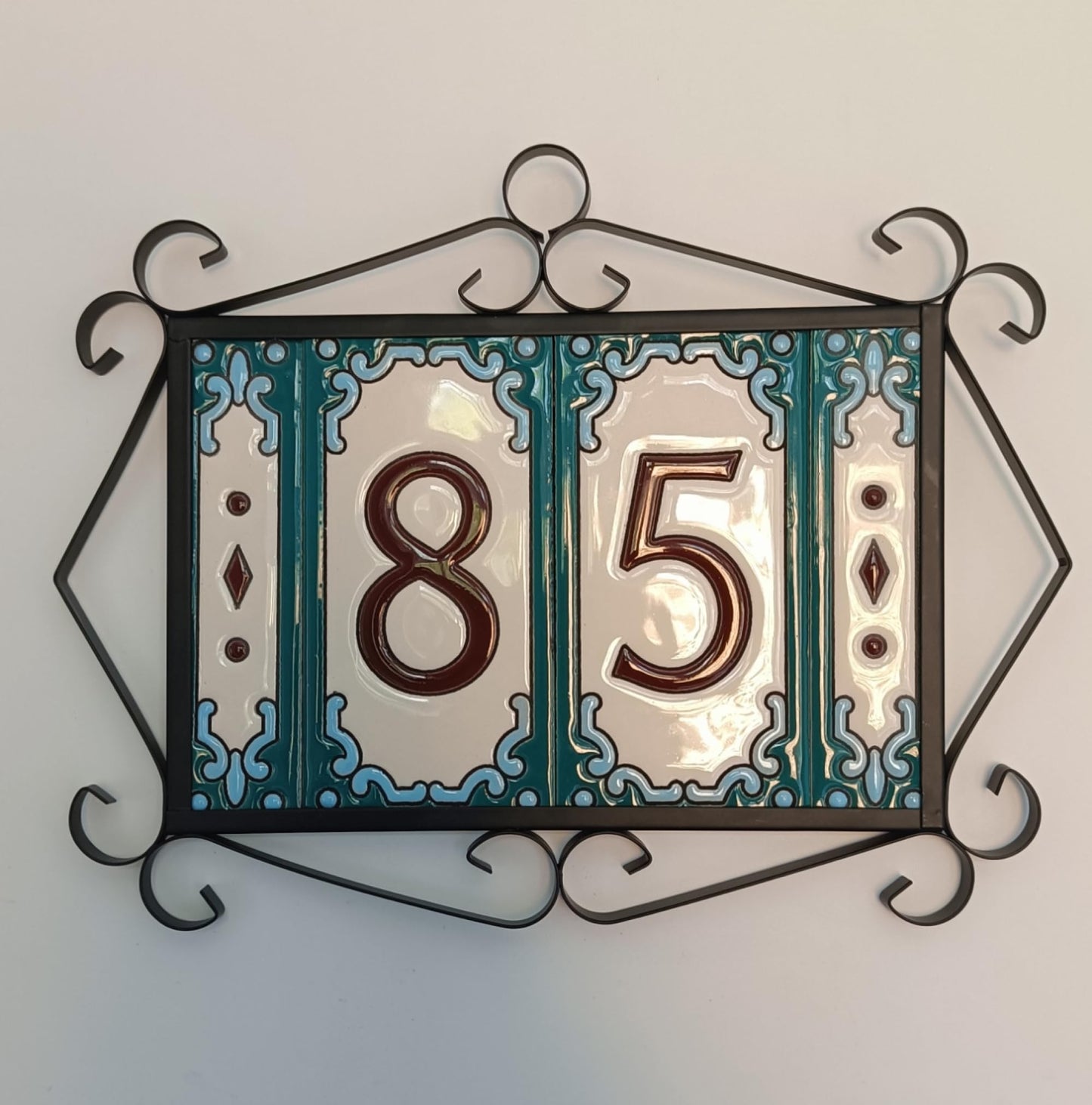 Hand-Painted Ceramic House Number Tiles 11 x 5.5 cm | Jacho M-13