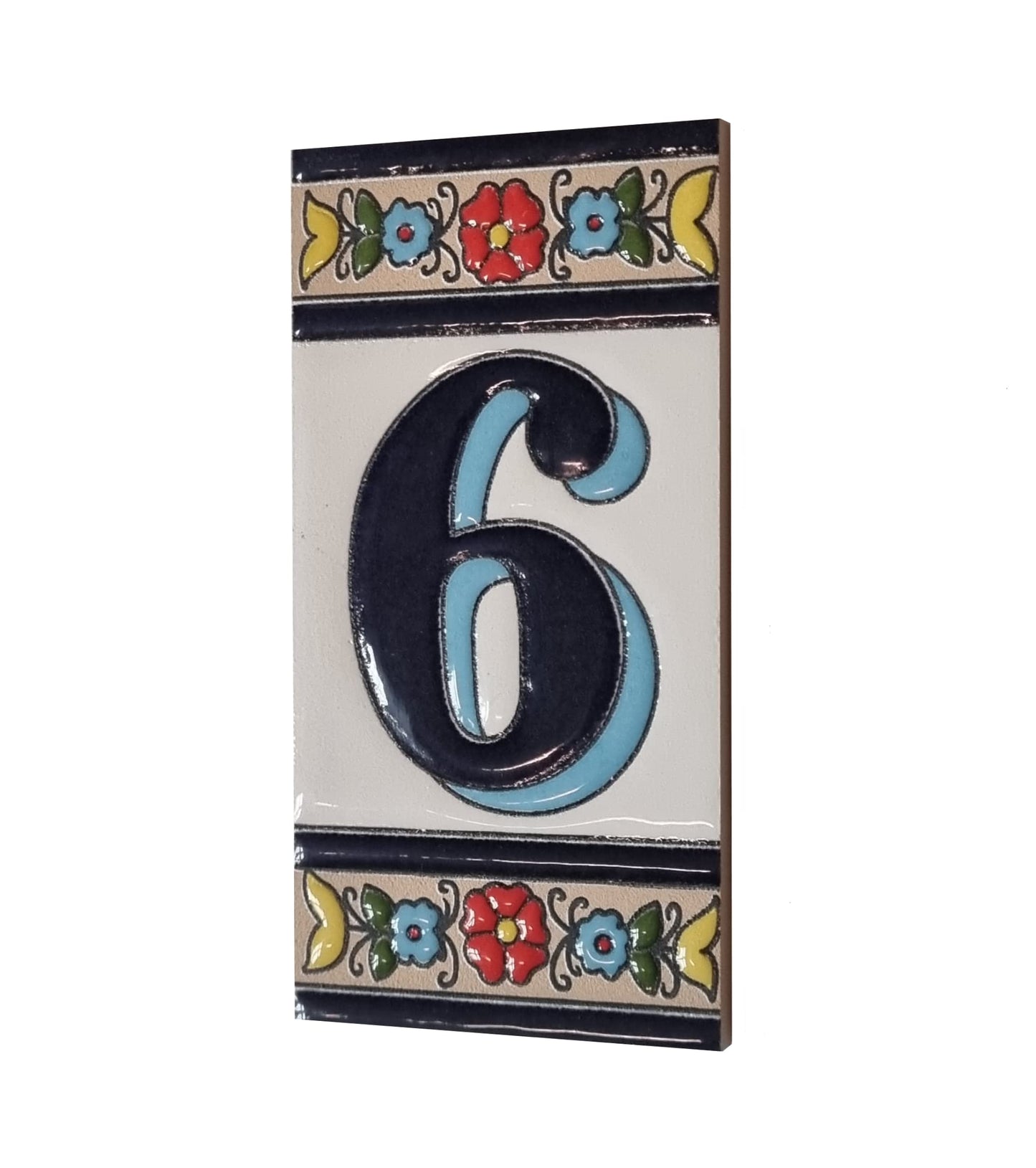 Altea Spanish Hand-painted Ceramic 11 x 5.5 cm or 2.165 x 4.331 inch House Number Tiles