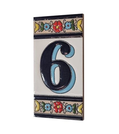 Altea Spanish Hand-painted Ceramic 11 x 5.5 cm or 2.165 x 4.331 inch House Number Tiles