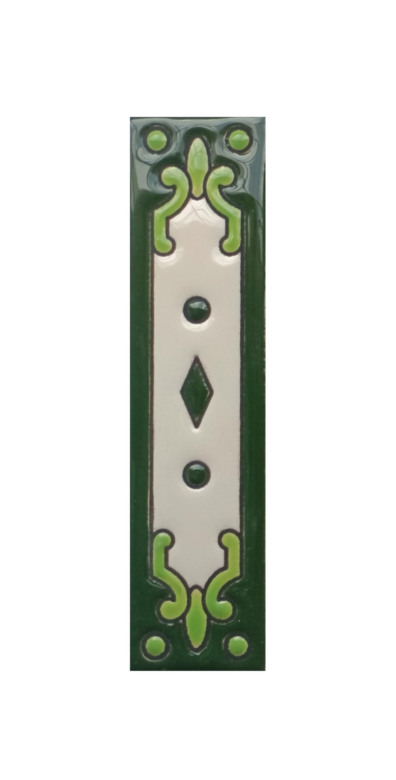 Hand-Painted Jacho Green House Number Tiles 11 x 5.5 cm