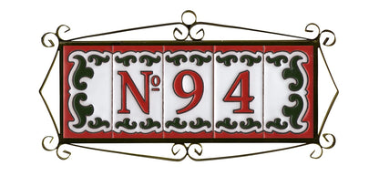 Hand-painted Daniela-6 Red & Green Ceramic Number Tiles 7.5 x 3.7cm