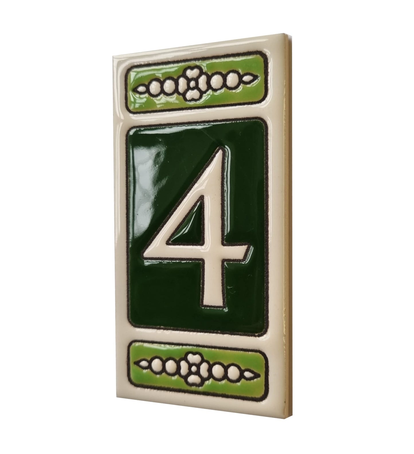 Atalaya Green Hand-Painted Ceramic House Number Tiles 11 x 5.5cm