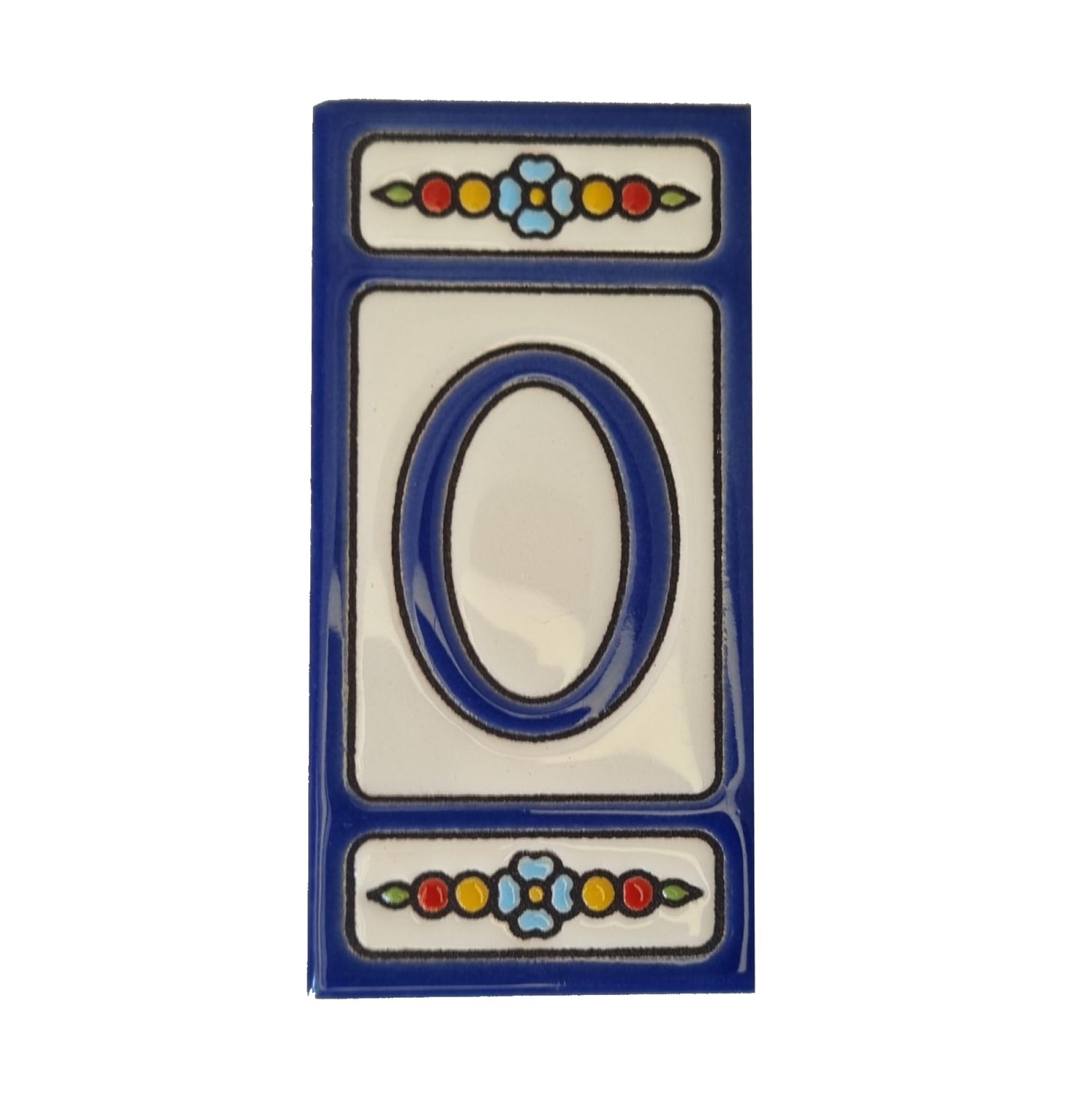Atalaya m-7 Blue Hand-Painted Ceramic House Number Tiles 11 x 5.5cm