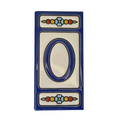 Atalaya m-7 Blue Hand-Painted Ceramic House Number Tiles 11 x 5.5cm