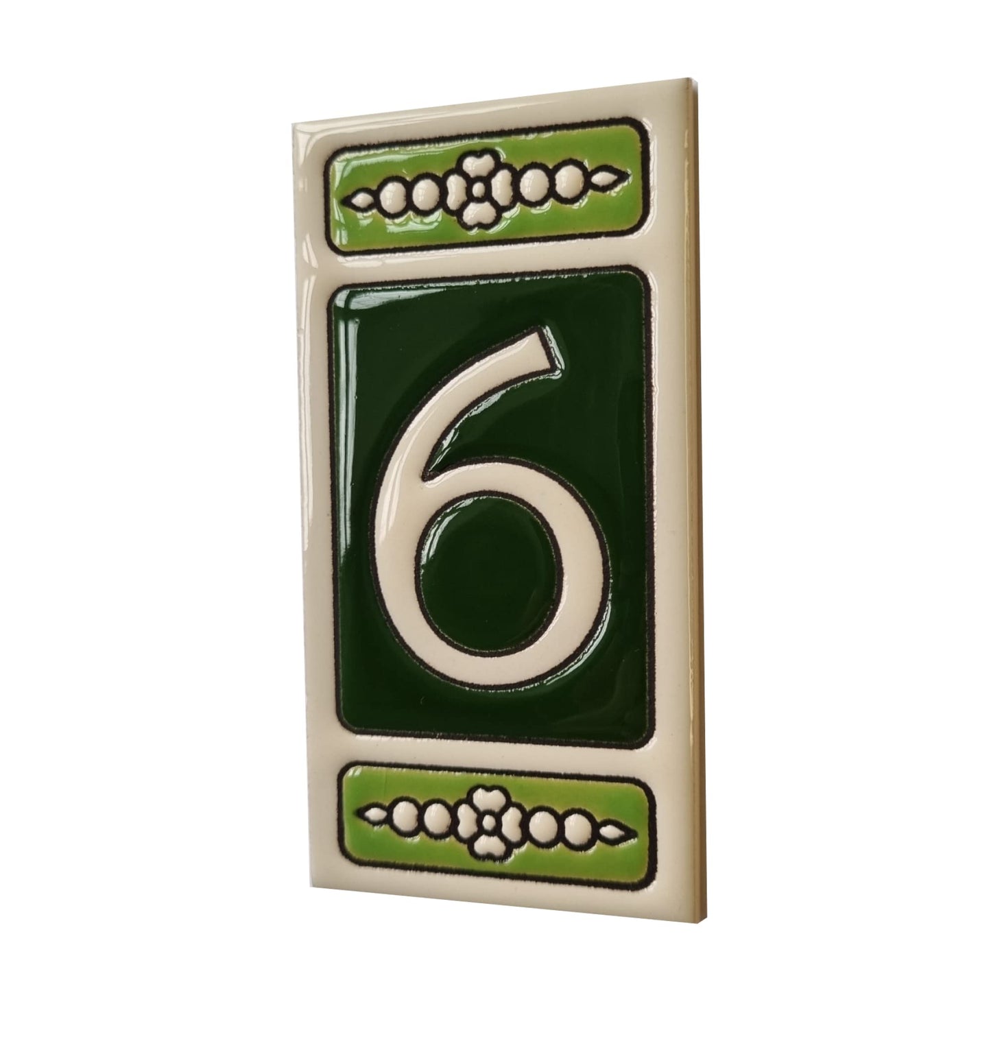 Atalaya Green Hand-Painted Ceramic House Number Tiles 11 x 5.5cm