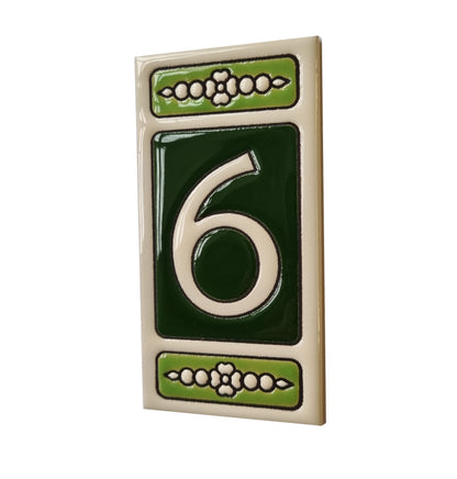 Atalaya Green Hand-Painted Ceramic House Number Tiles 11 x 5.5cm