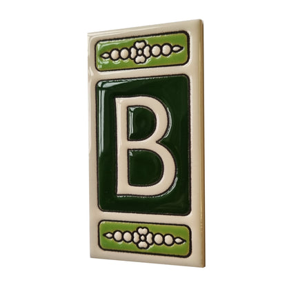 Atalaya Green Hand-Painted Ceramic House Number Tiles 11 x 5.5cm