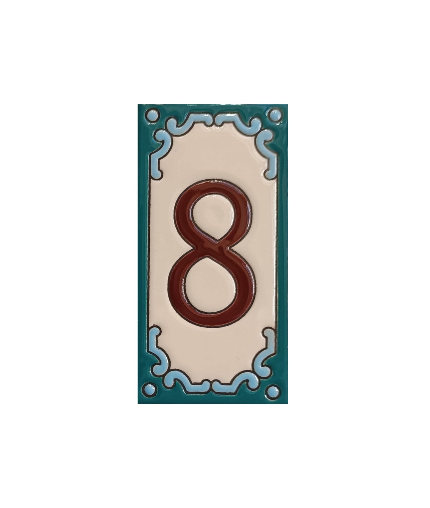 Hand-Painted Ceramic House Number Tiles 11 x 5.5 cm | Jacho M-13