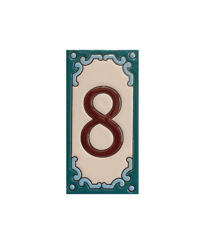 Hand-Painted Ceramic House Number Tiles 11 x 5.5 cm | Jacho M-13