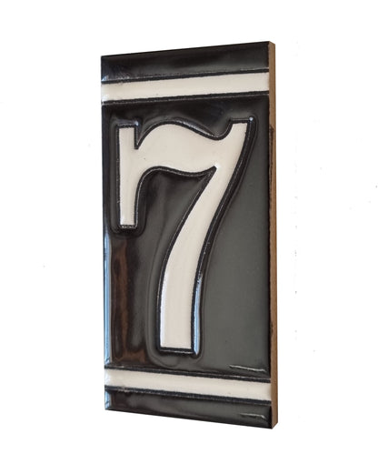 Hand-Painted French Black House Number Tiles 4.3' x 2.2' 11 x 5.5cm & Optional Metal Frames