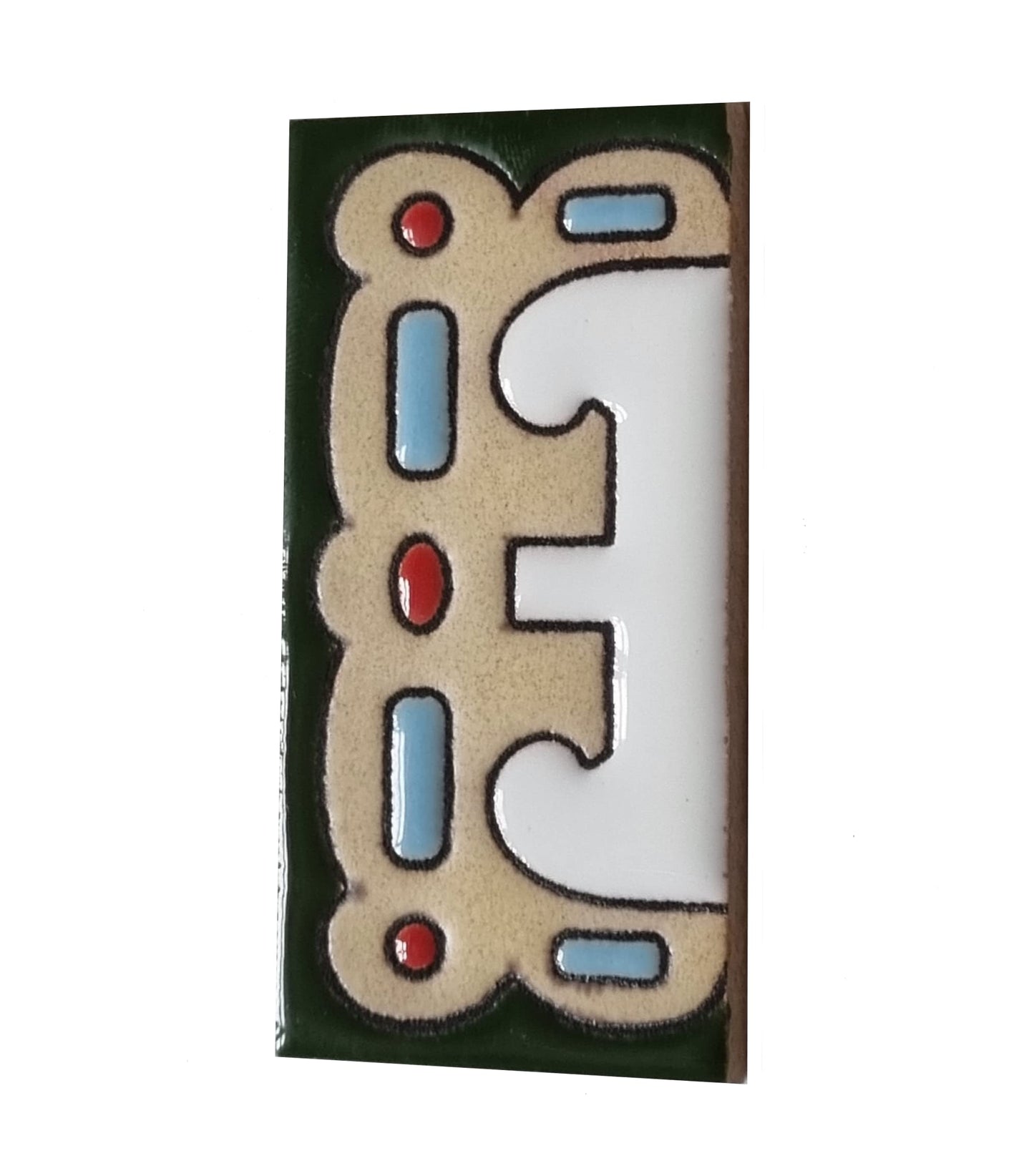 Hand-painted Mini-Green Ceramic House Number Tiles 7.5 x 3.7 cm