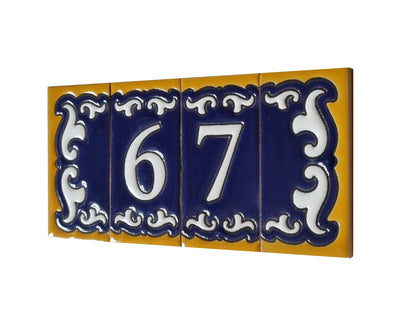 Hand-painted Mini Daniela Deep Blue Ceramic Numbers Tiles 7.5 x 3.7cm | M-01