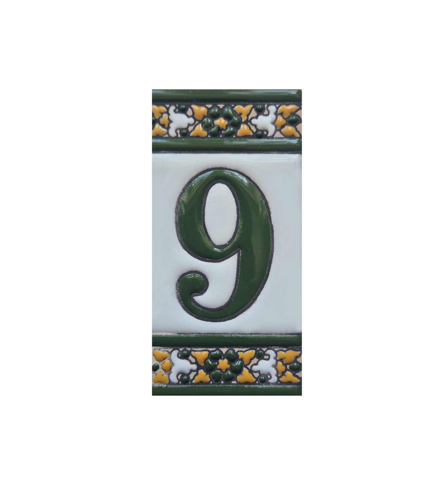 Floral Seville Hand-painted Ceramic Number Tiles 11 x 5.5 cm & Metal Frames