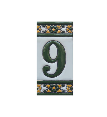 Floral Seville Hand-painted Ceramic Number Tiles 11 x 5.5 cm & Metal Frames