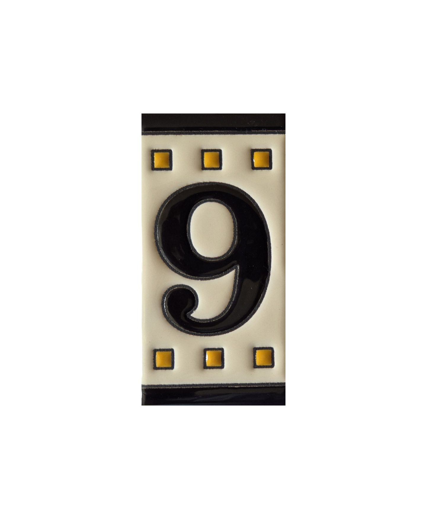 Soto Square Hand-painted Ceramic Black Number Tiles 11 x 5.5 cm