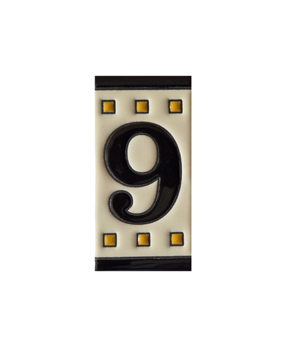 Soto Square Hand-painted Ceramic Black Number Tiles 11 x 5.5 cm