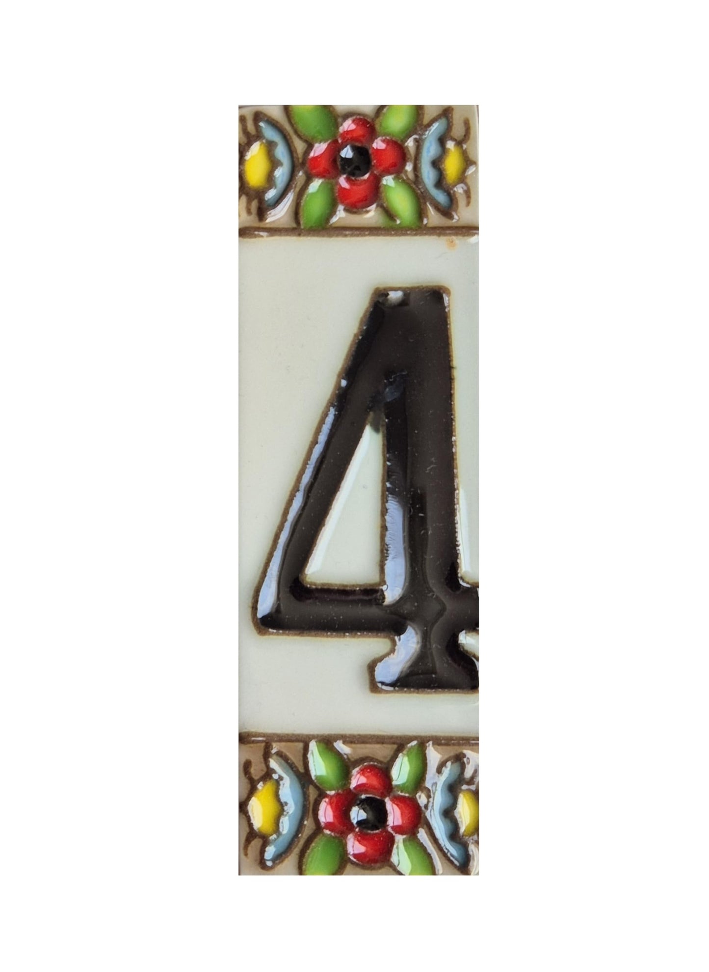 Spanish cherry number tiles with the option of wooden frames 10 x 3.3 cm