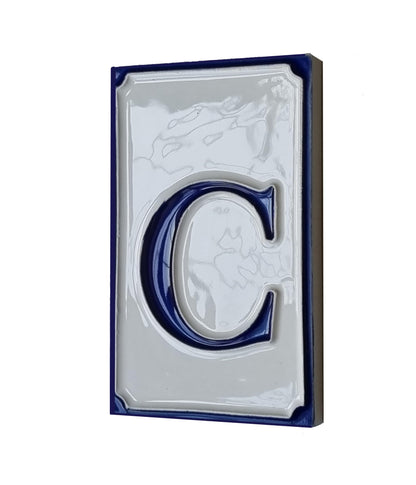 Hand-painted Italian-styled Blue and White Ceramic Custom House Address Numbers Tiles 11 x7 cm