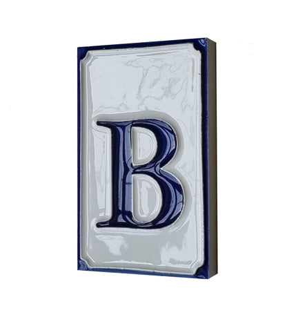 Hand-painted Italian-styled Blue and White Ceramic Custom House Address Numbers Tiles 11 x7 cm