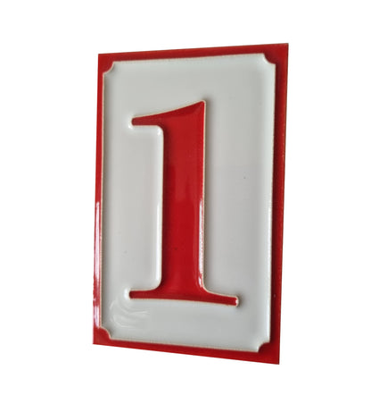 Italian hand-painted red ceramic house number tiles 11 x 7cm optional hardwood frames