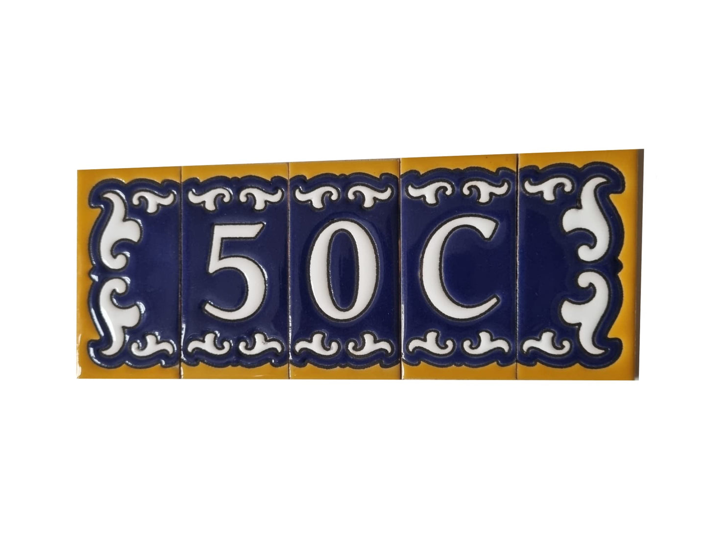 Hand-painted Mini Daniela Deep Blue Ceramic Numbers Tiles 7.5 x 3.7cm | M-01