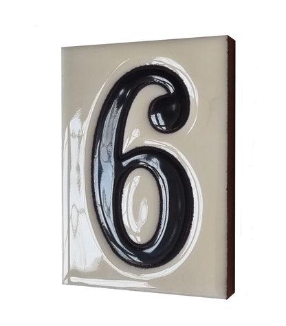 Hand-painted Costa Black & White Ceramic House Number Tiles 10 x 7.5cm