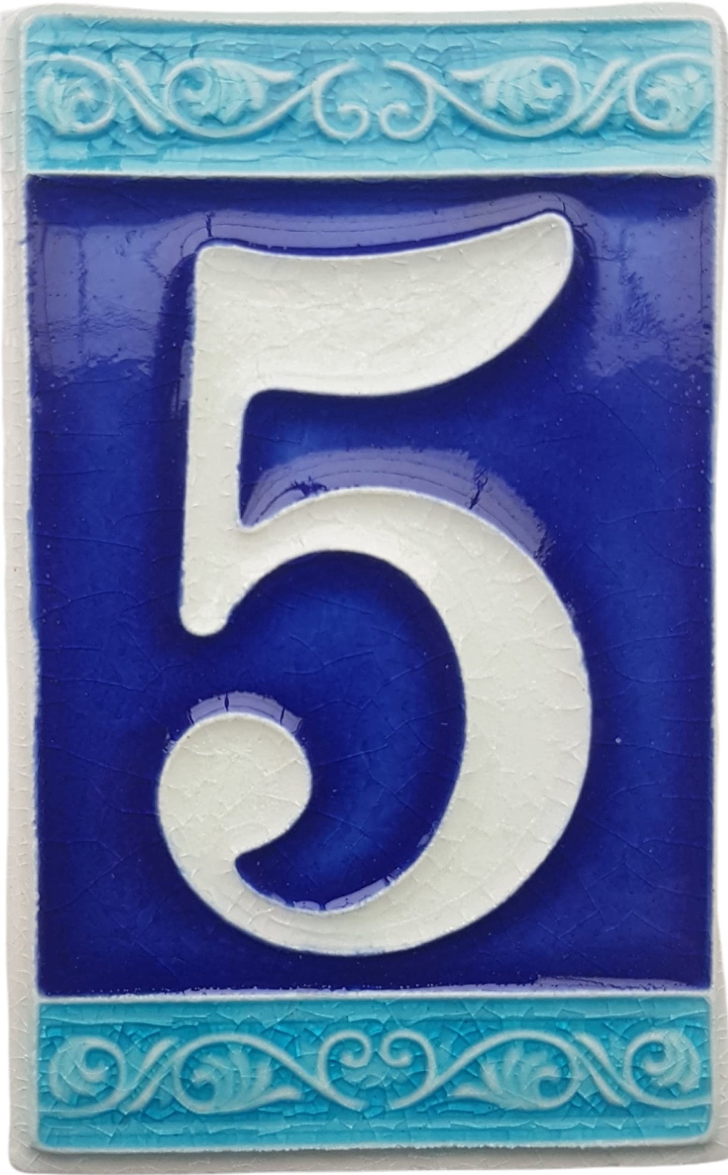 Hand-painted Italian Ceramic House Numbers Tiles | Roman Design | Tile Size: 11cm x 7cm