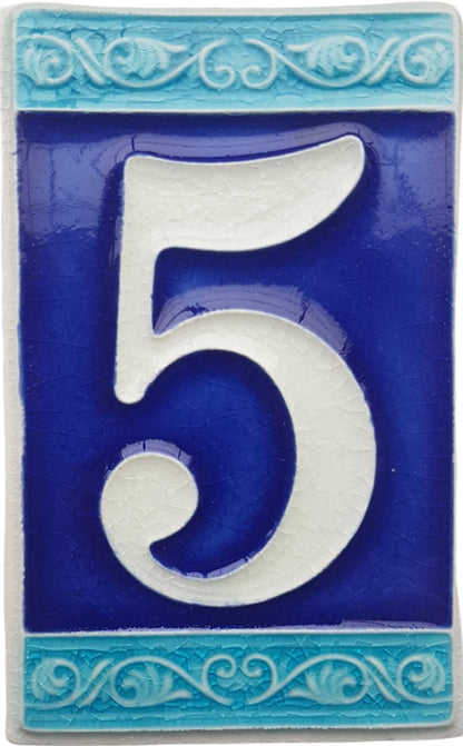Hand-painted Italian Ceramic House Numbers Tiles | Roman Design | Tile Size: 11cm x 7cm