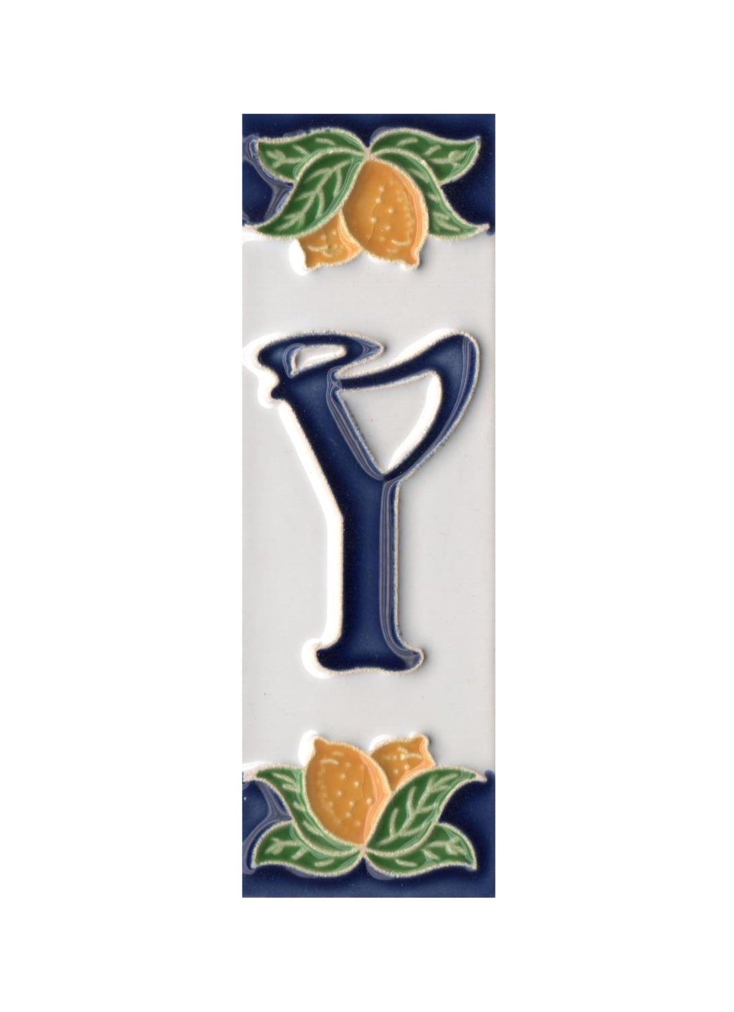 Italian Ceramic Lemon House Numbers & Letters Tiles 10 x 3.3 cm