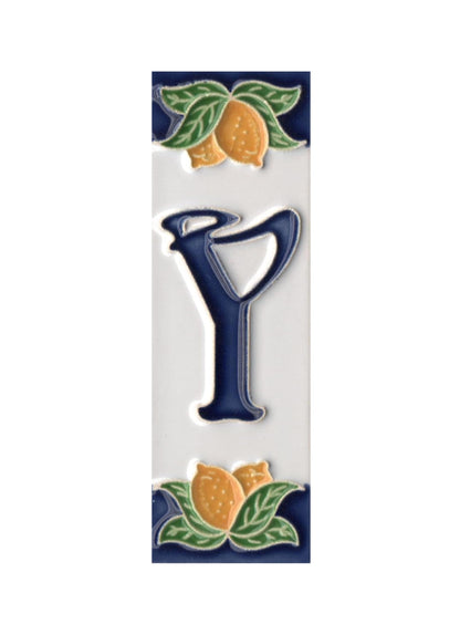 Italian Ceramic Lemon House Numbers & Letters Tiles 10 x 3.3 cm
