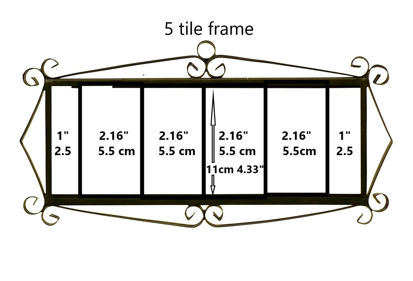 Hand-Painted Black Floral Ceramic Number Tiles 11 x 5.5cm with the option of Metal Filigree Frames