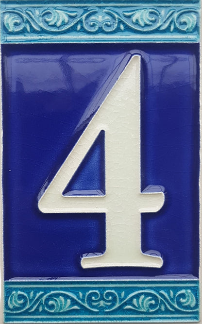 Hand-painted Italian Ceramic House Numbers Tiles | Roman Design | Tile Size: 11cm x 7cm