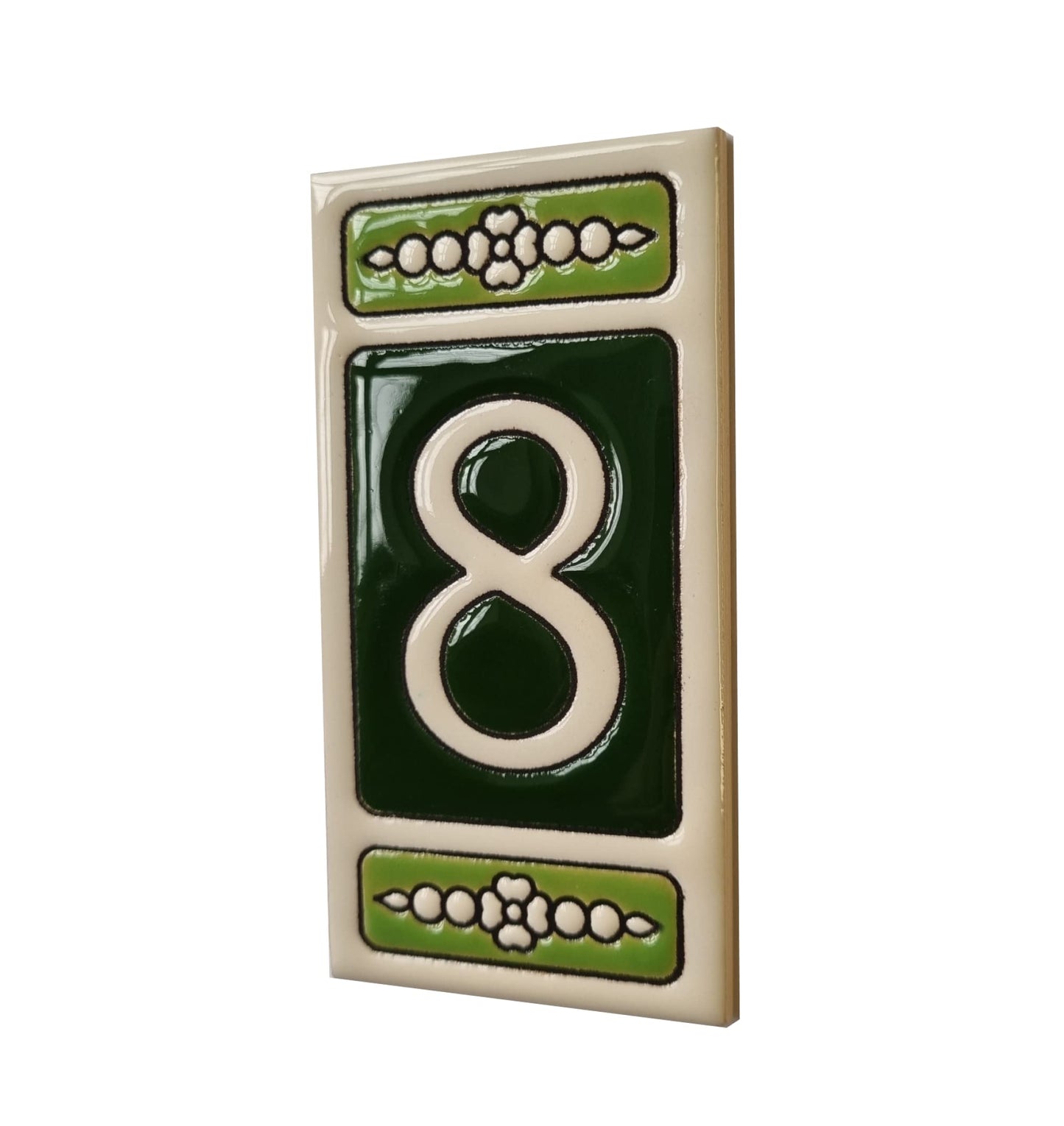 Atalaya Green Hand-Painted Ceramic House Number Tiles 11 x 5.5cm