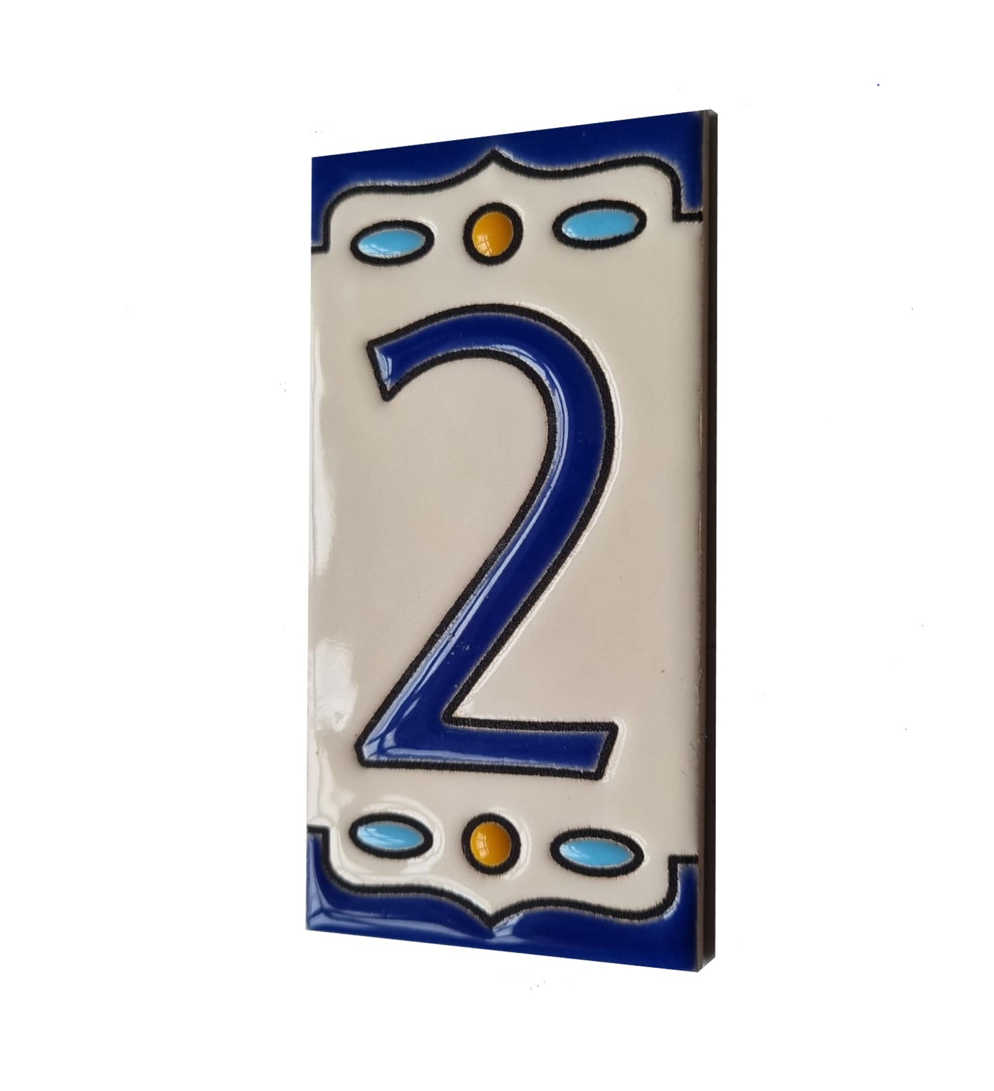 Nazari M-5 Spanish Hand-painted Ceramic House Number Tiles 11 x 5.5 cm
