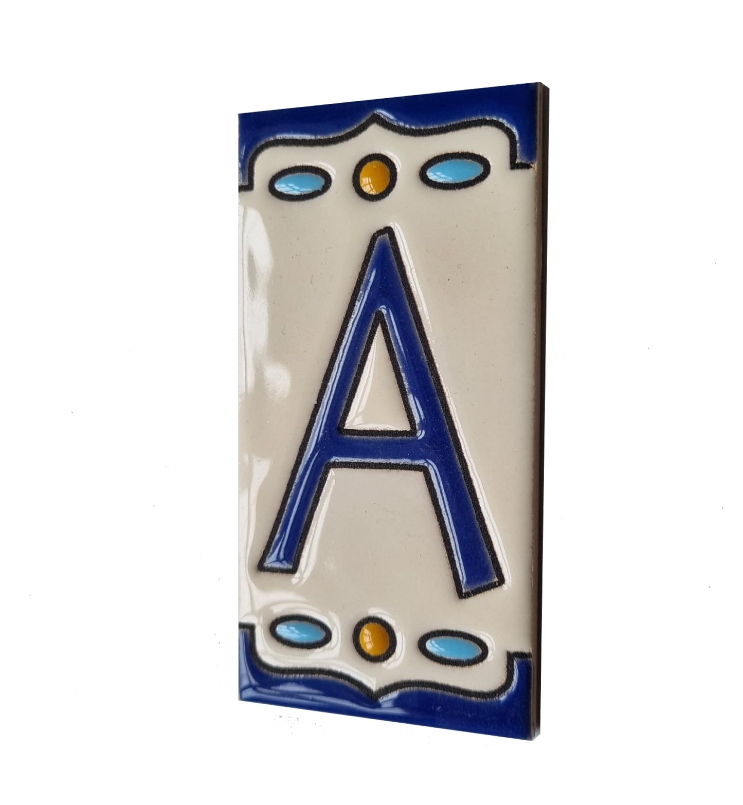 Nazari M-5 Spanish Hand-painted Ceramic House Number Tiles 11 x 5.5 cm