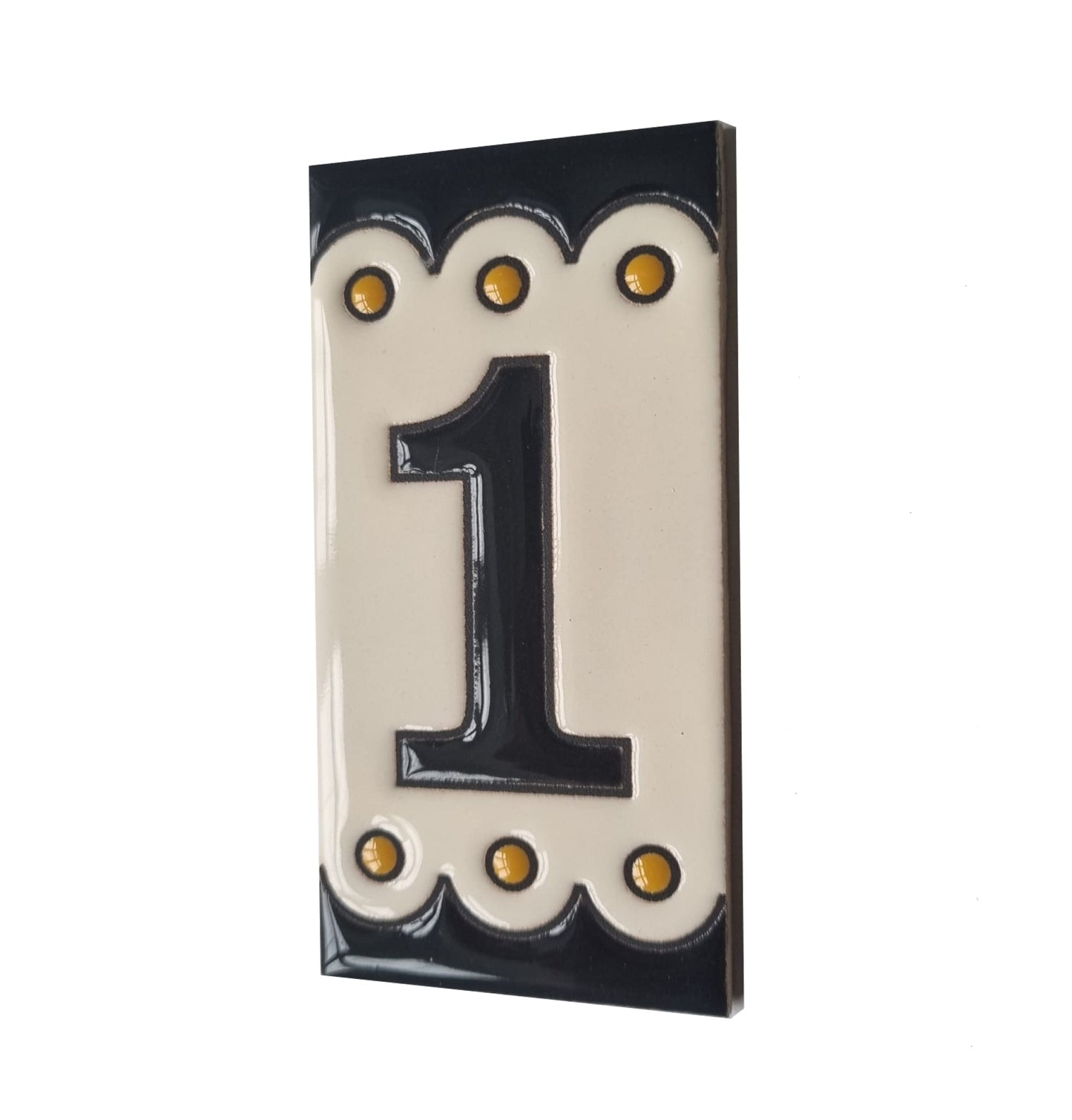 Soto M-3 Spanish Hand-painted Ceramic 11 x 5.5 cm or 2.16 x 4.33" Number Tiles