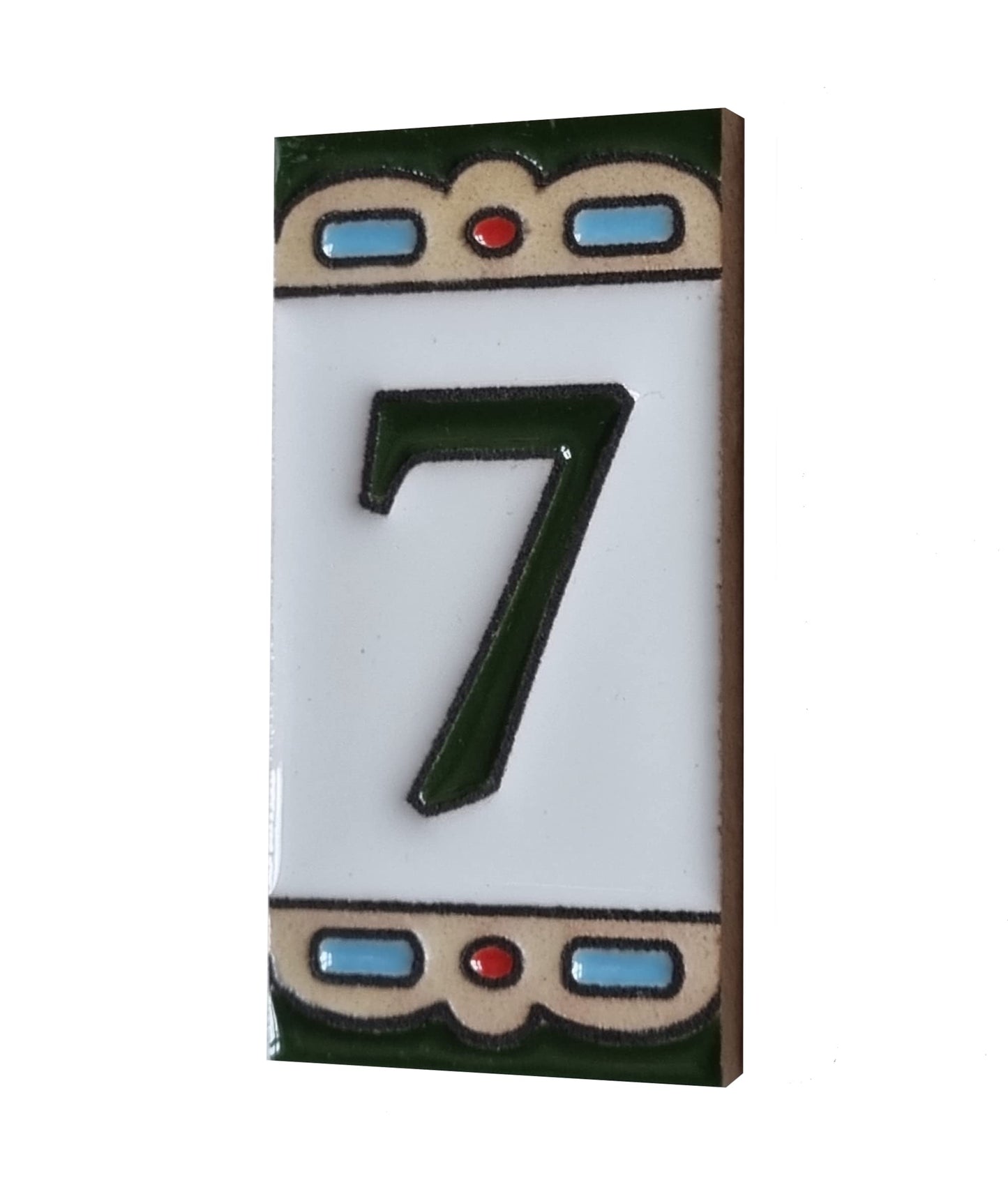 Hand-painted Mini-Green Ceramic House Number Tiles 7.5 x 3.7 cm